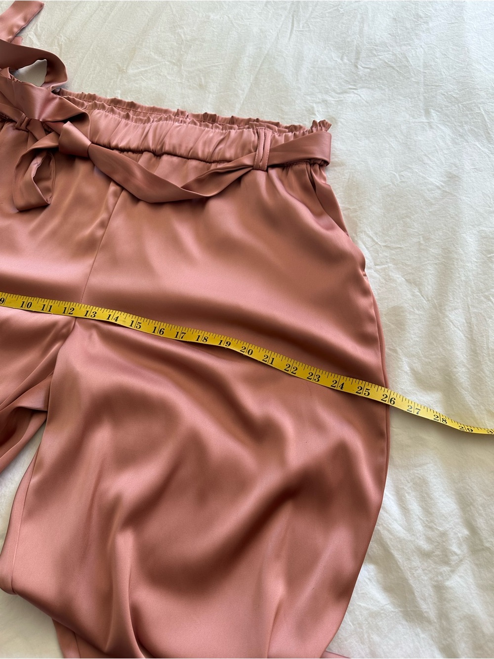 Joie Rose Satin Paperbag Wide-Leg Pants with Tie Belt, size XL - Picture 9 of 12